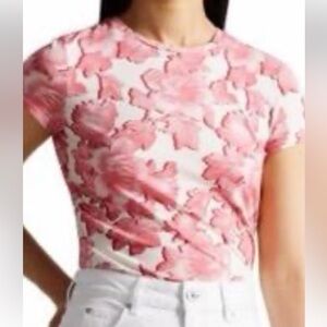 Ted Baker Ivory/ Pink Floral  fitted Tee